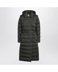Burberry - Dark Double-Breasted Padded Coat With Belt - Lyst