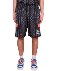 Marcelo Burlon - Bermuda Shorts With Geometric Pattern And Elastic Waistband - Lyst
