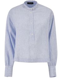 Fabiana Filippi - Striped Linen Shirt With Rhinestone Details - Lyst