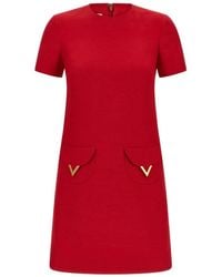 Valentino - Vlogo Signature Wool And Silk Dress - Lyst
