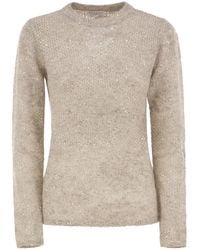 Brunello Cucinelli - Crew-Neck Mohair And Wool-Blend Sweater With Sequins - Lyst