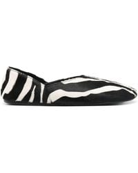 KHAITE - Jane Zebra Print Haircalf Flat Slippers - Lyst