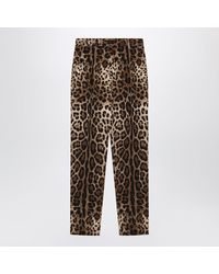 Dolce & Gabbana - Dolce&Gabbana Leopard-Print Stretch Wool Canvas Pants - Lyst