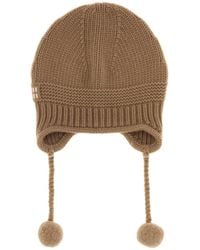 Miu Miu - Camel Wool Blend Beanie Hat - Lyst