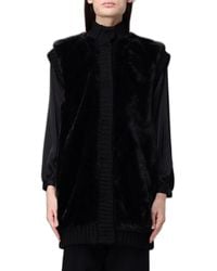 Pinko - Long Coat Fur Effect - Lyst