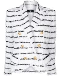 Balmain - Striped Tweed Jacket - Lyst