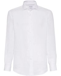 Brunello Cucinelli - Easy Fit Linen Shirt With French Collar - Lyst