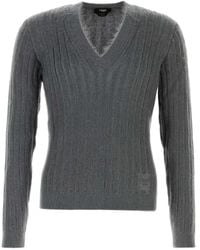 Fendi - Dark Stretch Mohair Blend Sweater - Lyst