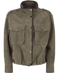Brunello Cucinelli - Suede Utility Jacket With Patch Pockets - Lyst