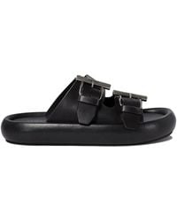 McQueen - Double Buckle Slip On Sandals - Lyst