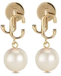 Jimmy Choo - Jc Logo Pearl Earrings - Lyst