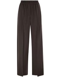 Brunello Cucinelli - Stretch Virgin Wool Fluid Trousers - Lyst