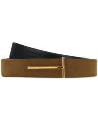 Tom Ford - Natural Nubuck Reversible Slim T Belt 28 Mm - Lyst