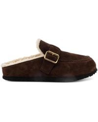 Prada - Buckle-Fastening Shearling-Lined Mules - Lyst