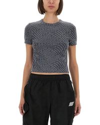 T By Alexander Wang - Fitted T-Shirt With All-Over Logo Print - Lyst
