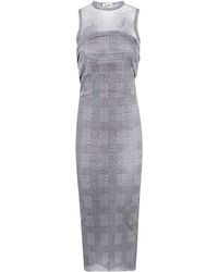 Jean Paul Gaultier - Mesh Long Dress Double Layer Printed "Body Shadow" And "Prince Of Wales" - Lyst