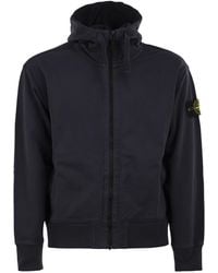 Stone Island - Cotton Hooded Zip-Up Sweatshirt - Lyst