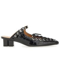 Ganni - Recycled Leather Lace-Up Moccasins - Lyst