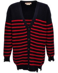 Marni - Destroyed Effect Striped Cardigan - Lyst