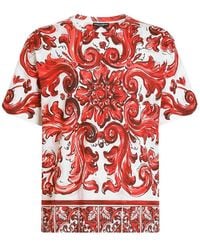 Dolce & Gabbana - Dolce & Gabbana Majolica-Print Cotton T-Shirt - Lyst