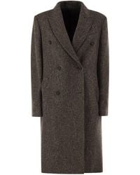 Brunello Cucinelli - Double-Breasted Herringbone Tweed Coat With Sequins - Lyst