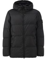 Stone Island - Garment Dyed Crinkle Reps Ny Hooded Down Jacket With Duck Down Padding - Lyst