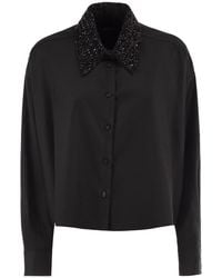 Fabiana Filippi - Virgin Wool Blend Shirt With Crystal-Embellished Collar - Lyst