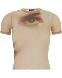 Jean Paul Gaultier - Mesh Baby Tee Printed Face Mini Top - Lyst