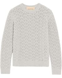 Valentino - Wool And Cashmere Jumper With Metallic V Detail - Lyst