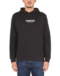 Barbour - Logo Print Drawstring Hoodie - Lyst
