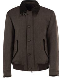 Fay - Wool Bomber Jacket With Contrast Collar - Lyst