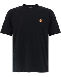 Maison Kitsuné - Crew Neck Cotton T-Shirt With Logo - Lyst