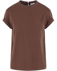 Brunello Cucinelli - Stretch Cotton Jersey T-Shirt With Precious Faux Layering Clothing - Lyst