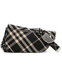 Burberry - Large Jacquard Check Messenger Bag With Shield Design And Adjustable Logo Strap - Lyst