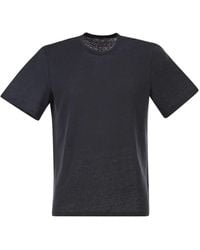 Majestic - Stretch Linen T-Shirt With Round Neckline - Lyst