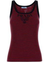 Prada - Stripes Scoop Neck Top - Lyst