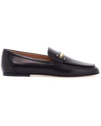 Tod's - Branded Metal Bar Leather Loafers - Lyst