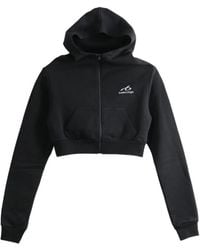 Balenciaga - Cropped Hoodie With Zip And Hood - Lyst