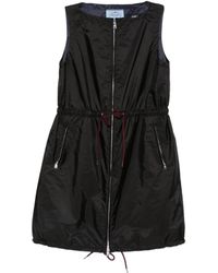 Prada - Drawstring-Waist Sleeveless Mini Dress - Lyst