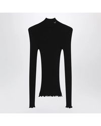 Prada - Ribbed Turtleneck Sweater With Triangle Logo - Lyst