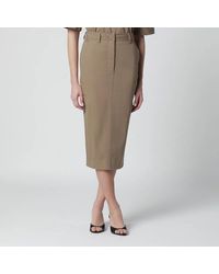THE LATEST - Thelatest Cognac Cotton Pencil Skirt - Lyst