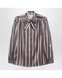 Valentino - Striped Crepe De Chine Shirt - Lyst