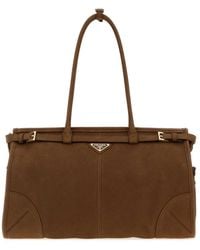 Prada - Nabuk Large Bonnie Shopping Bag - Lyst