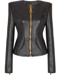 Balmain - Zipped Lambskin Basque Jacket - Lyst