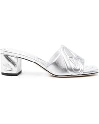 McQueen - Metallic Leather Heel Sandals - Lyst