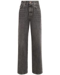 Brunello Cucinelli - Authentic Denim Contemporary Loose Trousers With Monili - Lyst