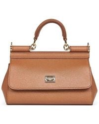 Dolce & Gabbana - Dolce & Gabbana Caramello Sicily Top Handle Bag - Lyst