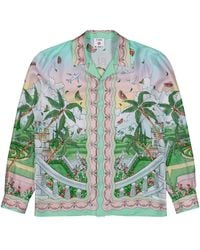 CASABLANCA - Cuban Collar Long Sleeve Shirt - Lyst