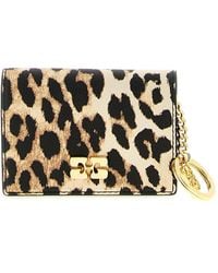 Ganni - 'Leopard' Print Card Holder - Lyst