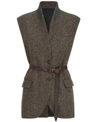 Brunello Cucinelli - Herringbone Belted Vest - Lyst